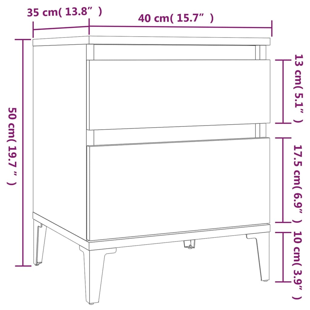 Bedside Cabinet Black 40x35x50 cm