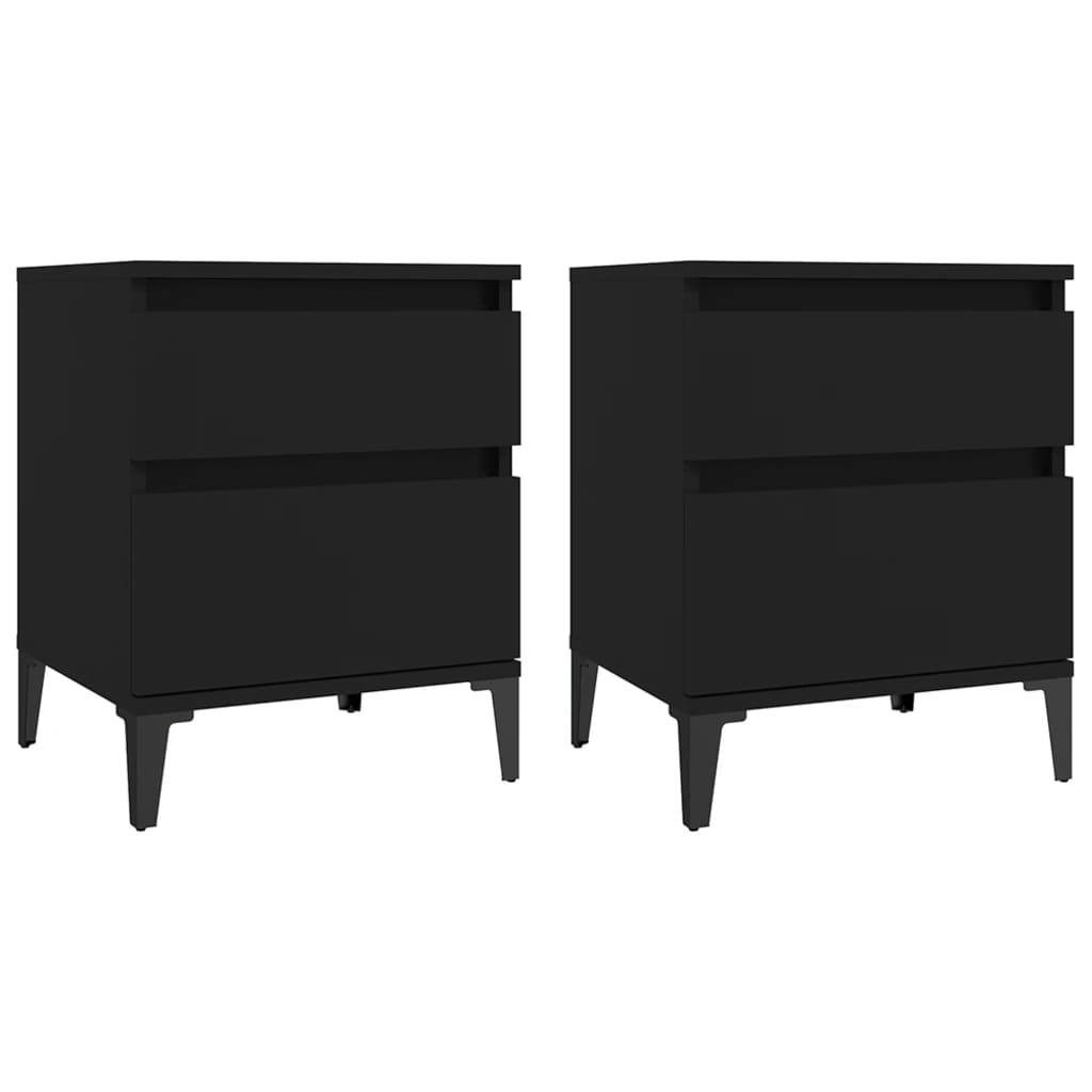 Bedside Cabinets 2 pcs Black 40x35x50 cm