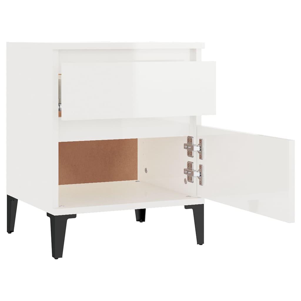 Bedside Cabinets 2 pcs High Gloss White 40x35x50 cm