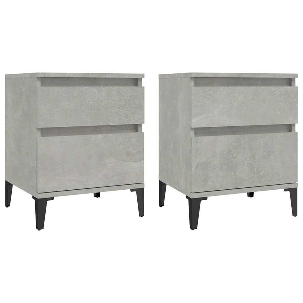 Bedside Cabinets 2 pcs Concrete Grey 40x35x50 cm