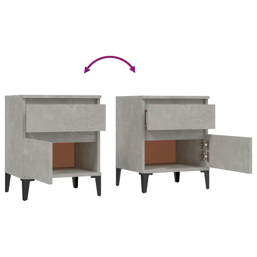 Bedside Cabinets 2 pcs Concrete Grey 40x35x50 cm