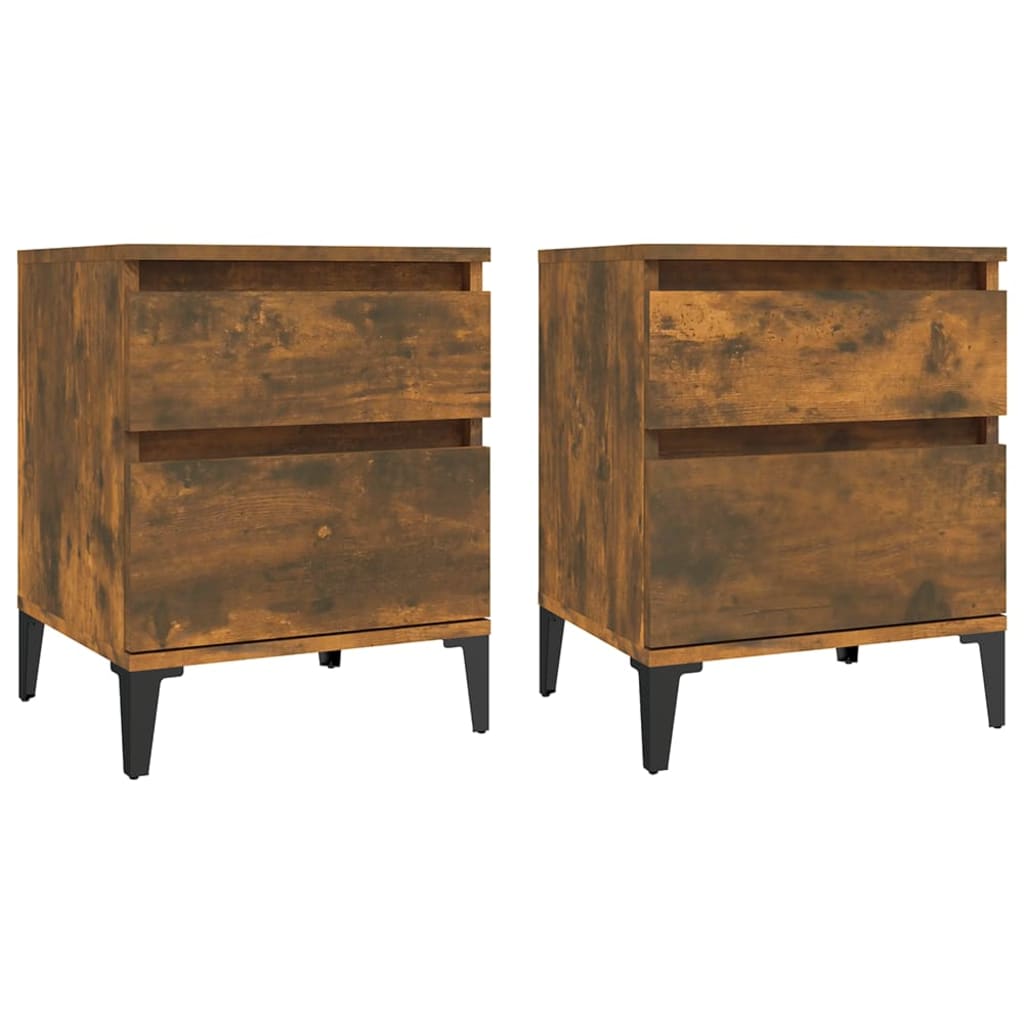 Bedside Cabinets 2 pcs Smoked Oak 40x35x50 cm