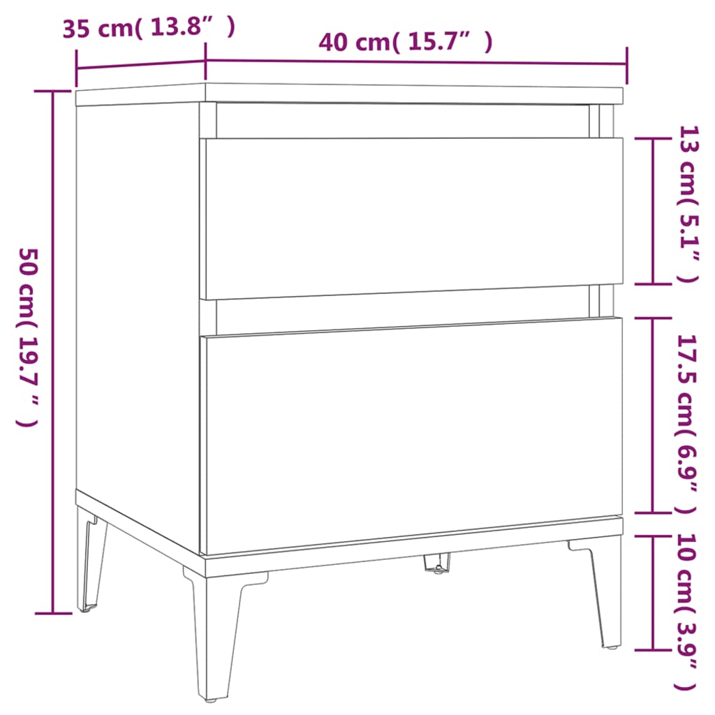 Bedside Cabinet Brown Oak 40x35x50 cm