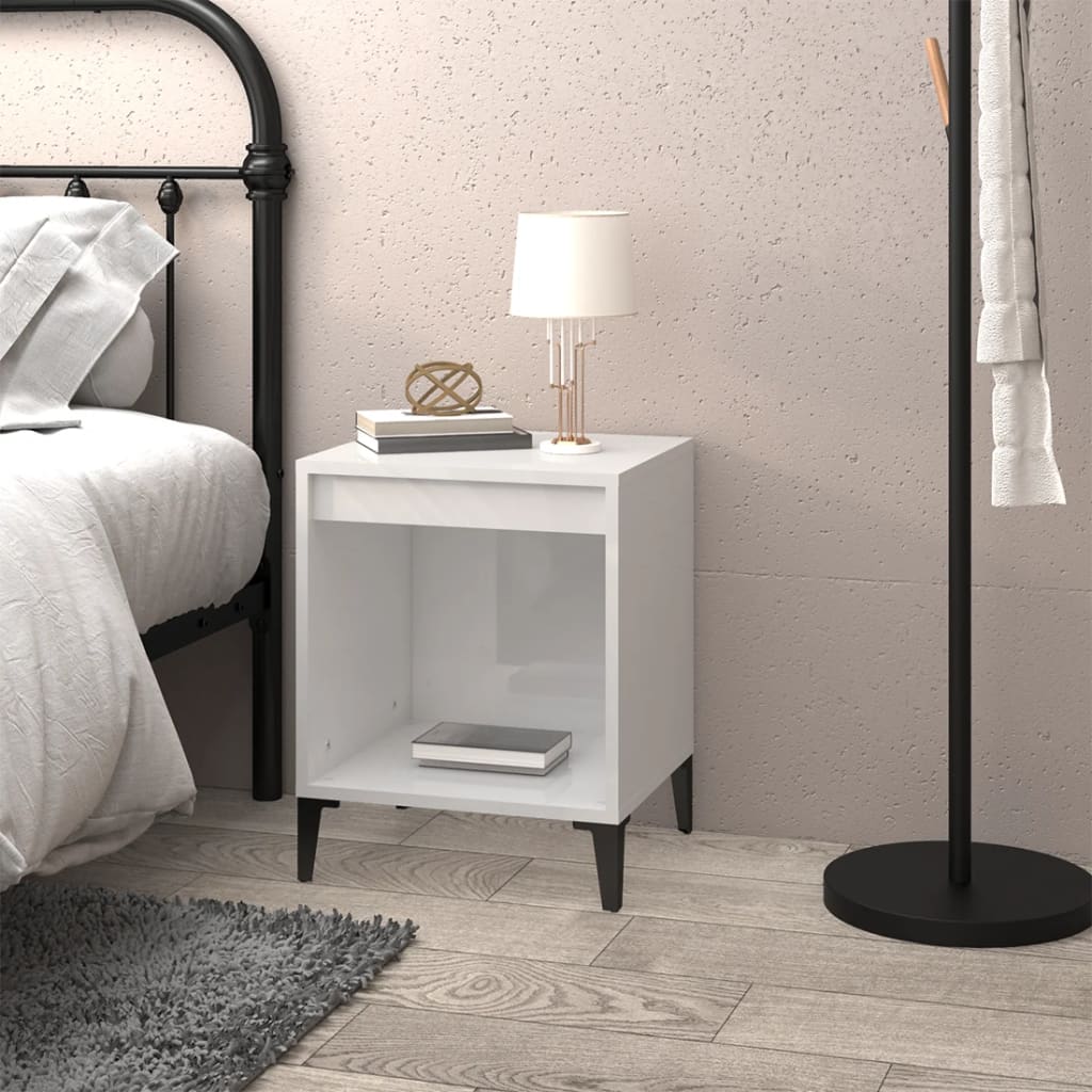 Bedside Cabinet High Gloss White 40x35x50 cm