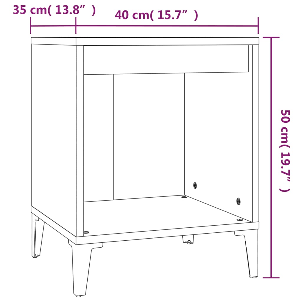 Bedside Cabinet High Gloss White 40x35x50 cm