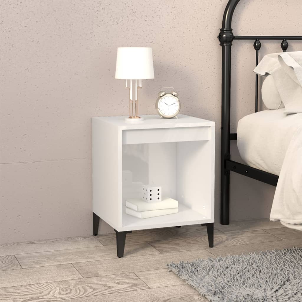 Bedside Cabinet High Gloss White 40x35x50 cm