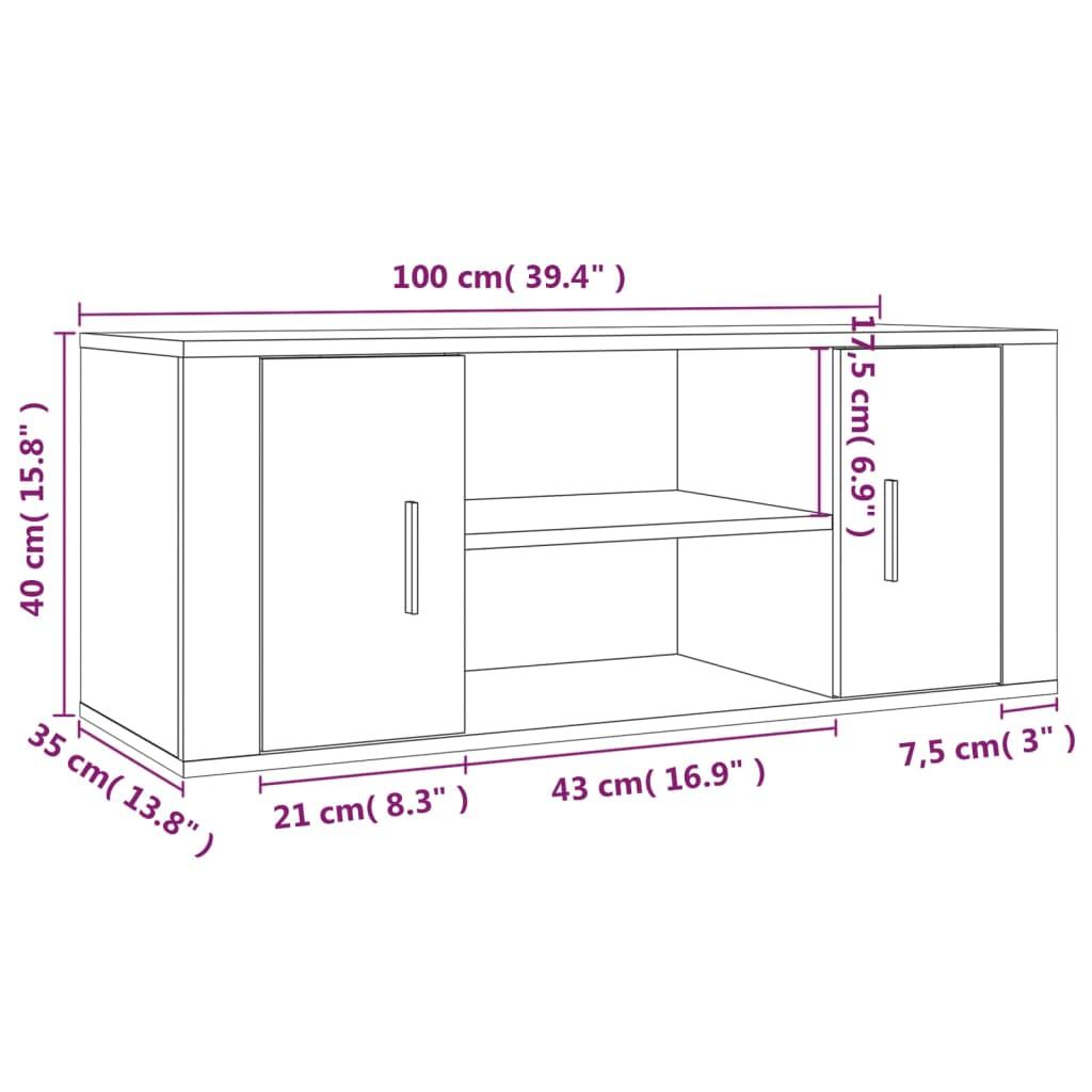 TV Cabinet Black 100x35x40 cm Engineered Wood