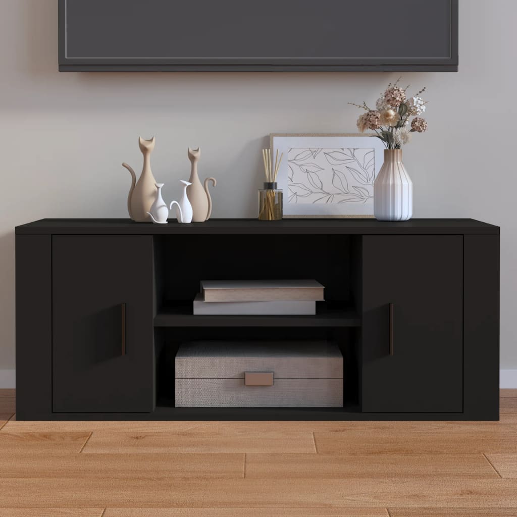 TV Cabinet Black 100x35x40 cm Engineered Wood