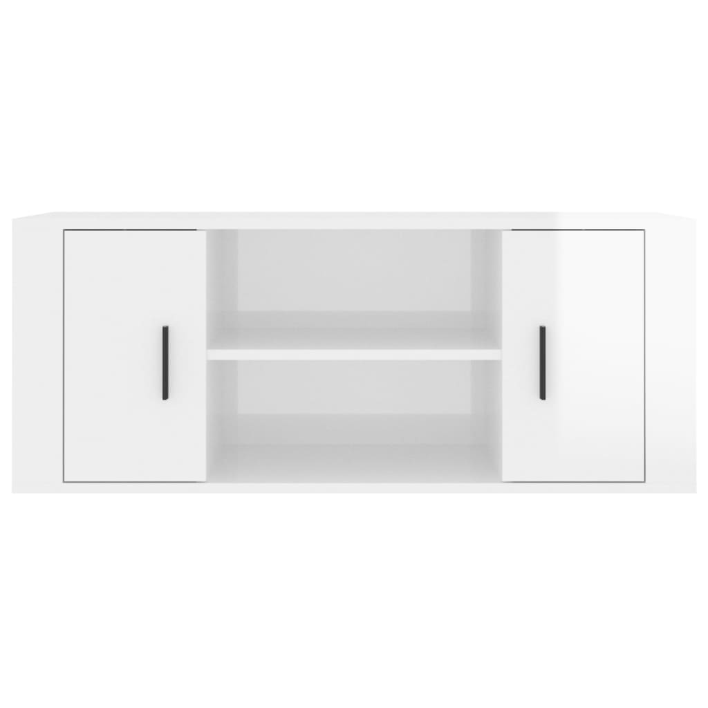 TV Cabinet High Gloss White 100x35x40 cm Engineered Wood