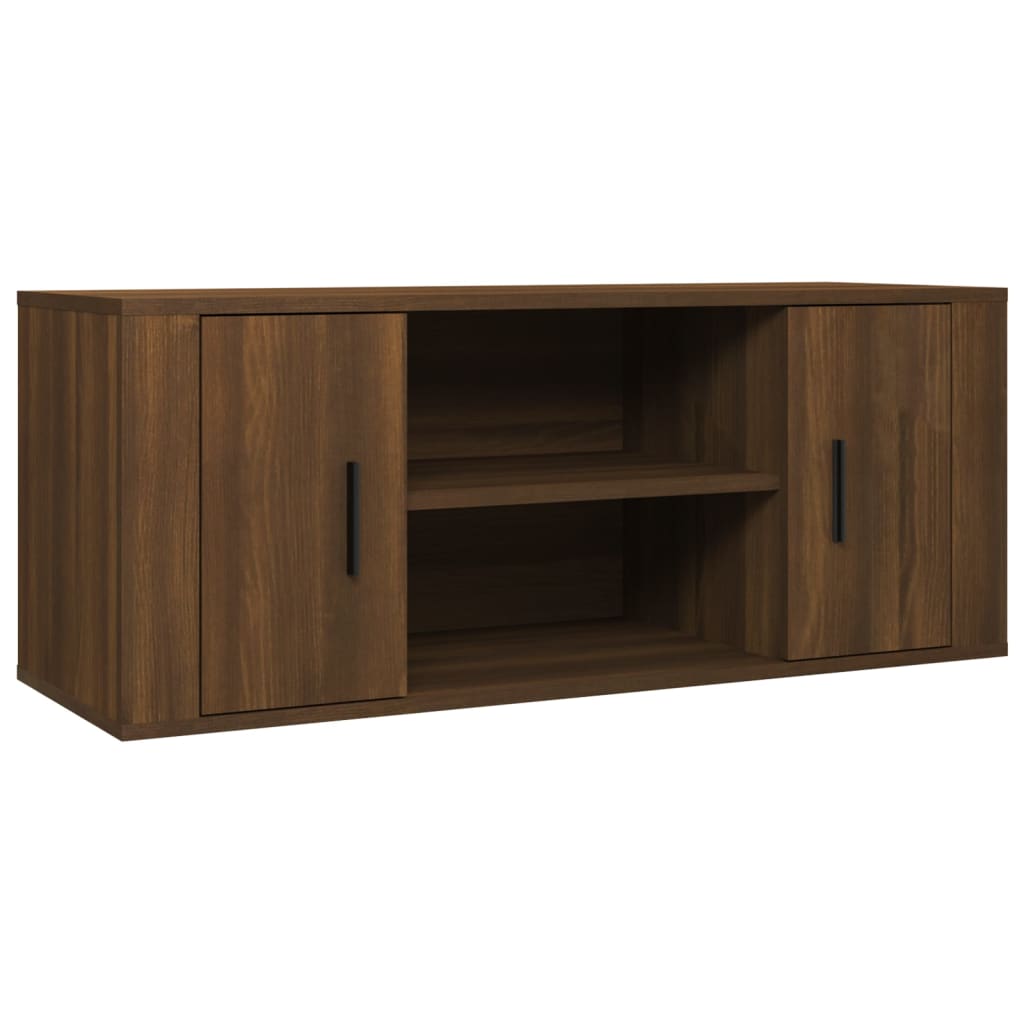 TV Cabinet Brown Oak 100x35x40 cm Engineered Wood