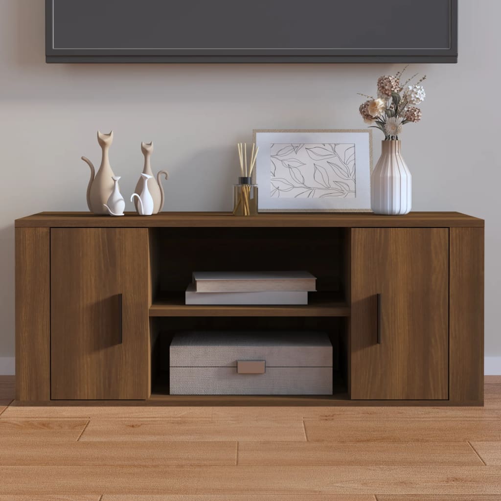 TV Cabinet Brown Oak 100x35x40 cm Engineered Wood