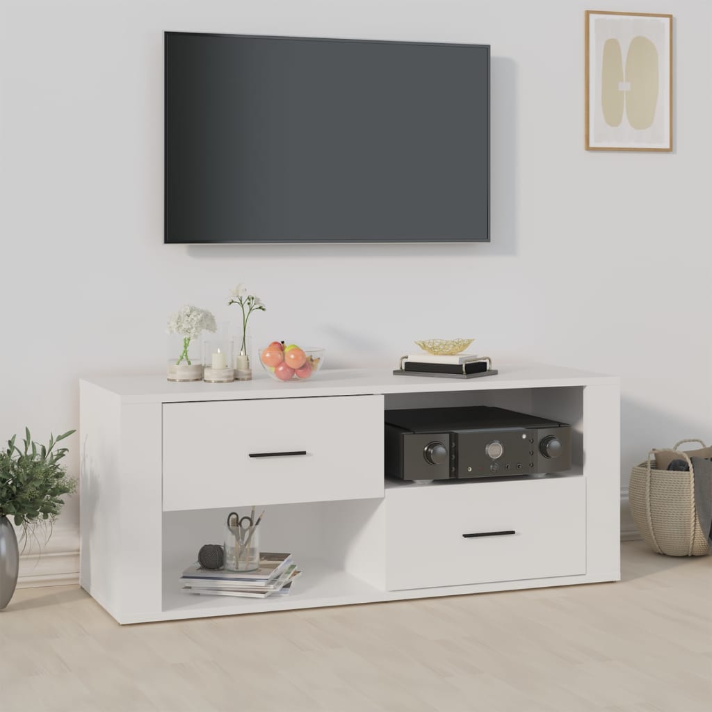 TV Cabinet White 100x35x40 cm Engineered Wood