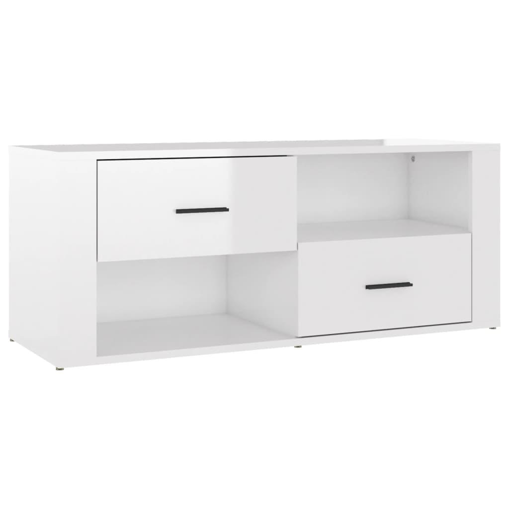 TV Cabinet High Gloss White 100x35x40 cm Engineered Wood