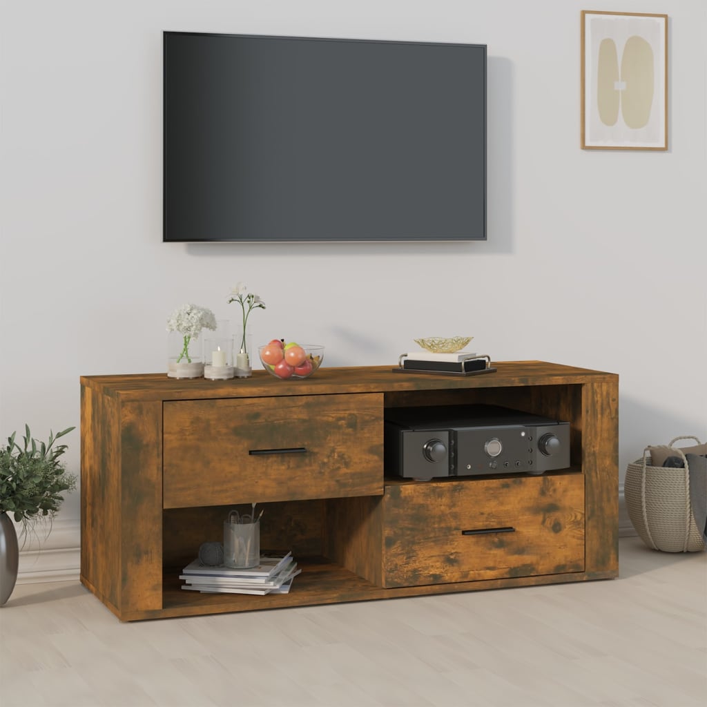 TV Cabinet Smoked Oak 100x35x40 cm Engineered Wood