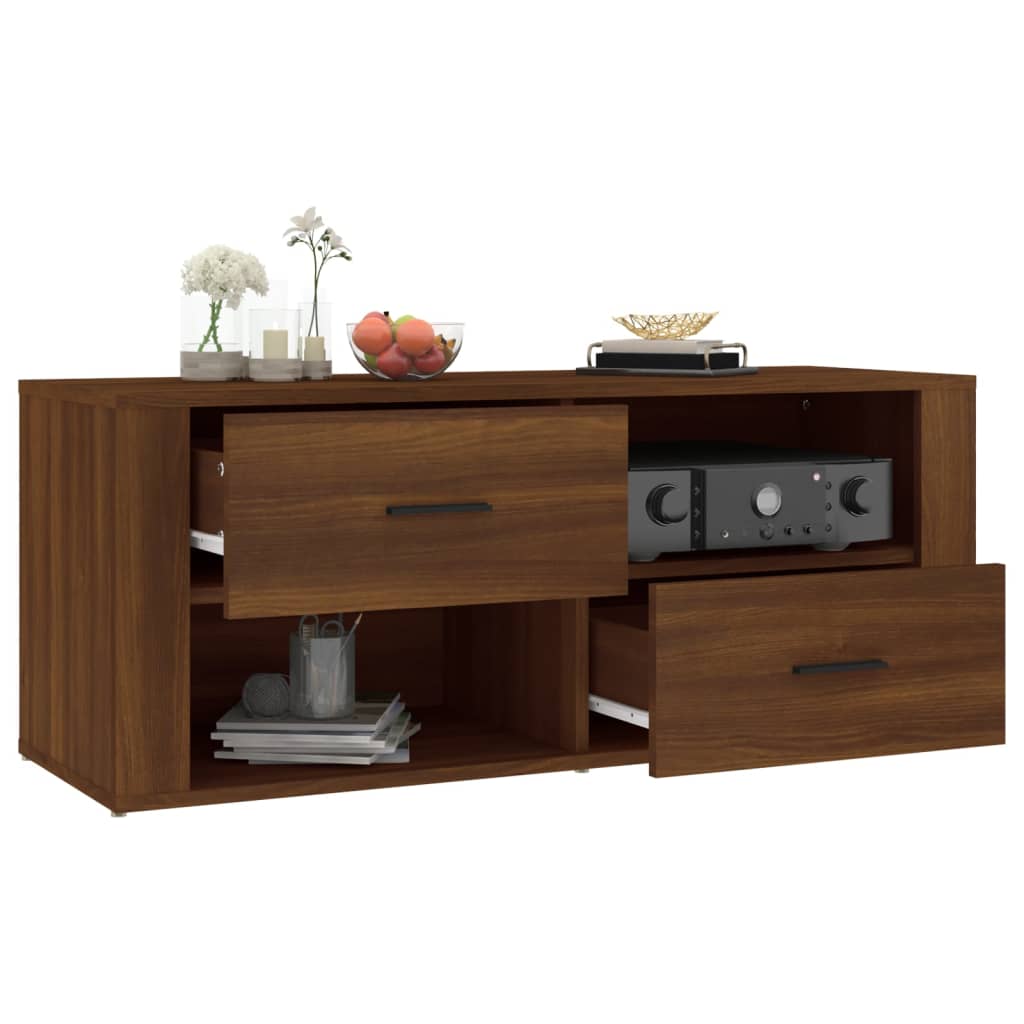 TV Cabinet Brown Oak 100x35x40 cm Engineered Wood