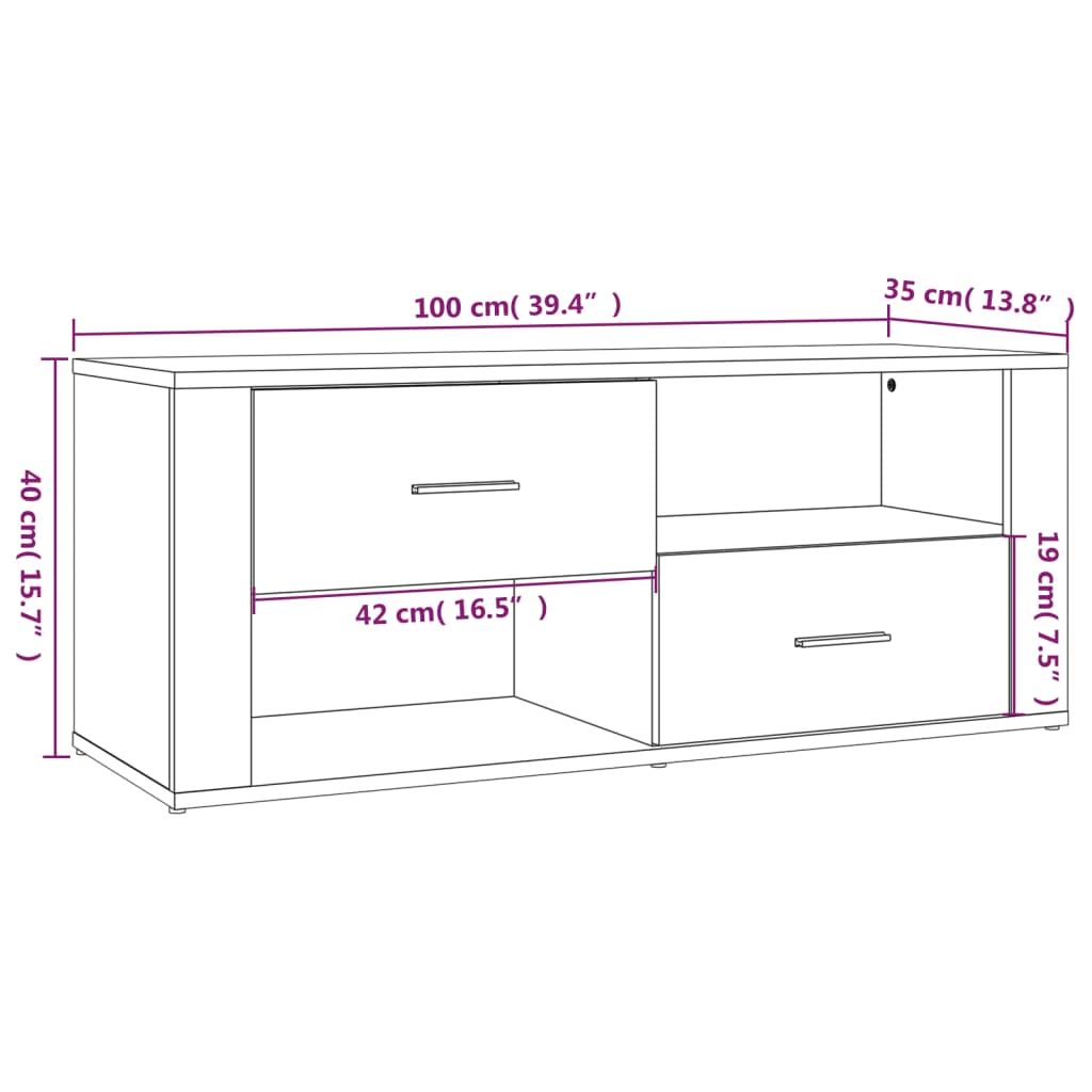 TV Cabinet Brown Oak 100x35x40 cm Engineered Wood