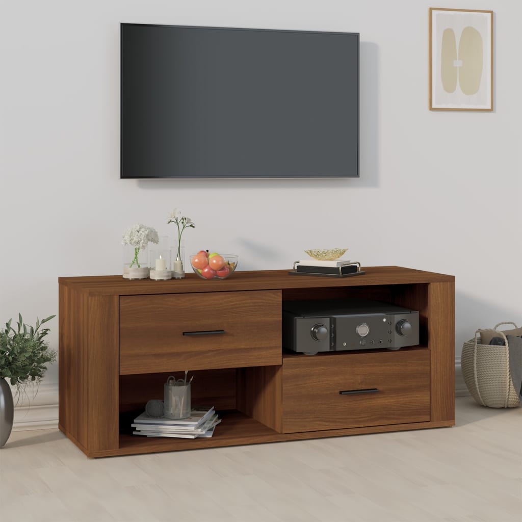 TV Cabinet Brown Oak 100x35x40 cm Engineered Wood