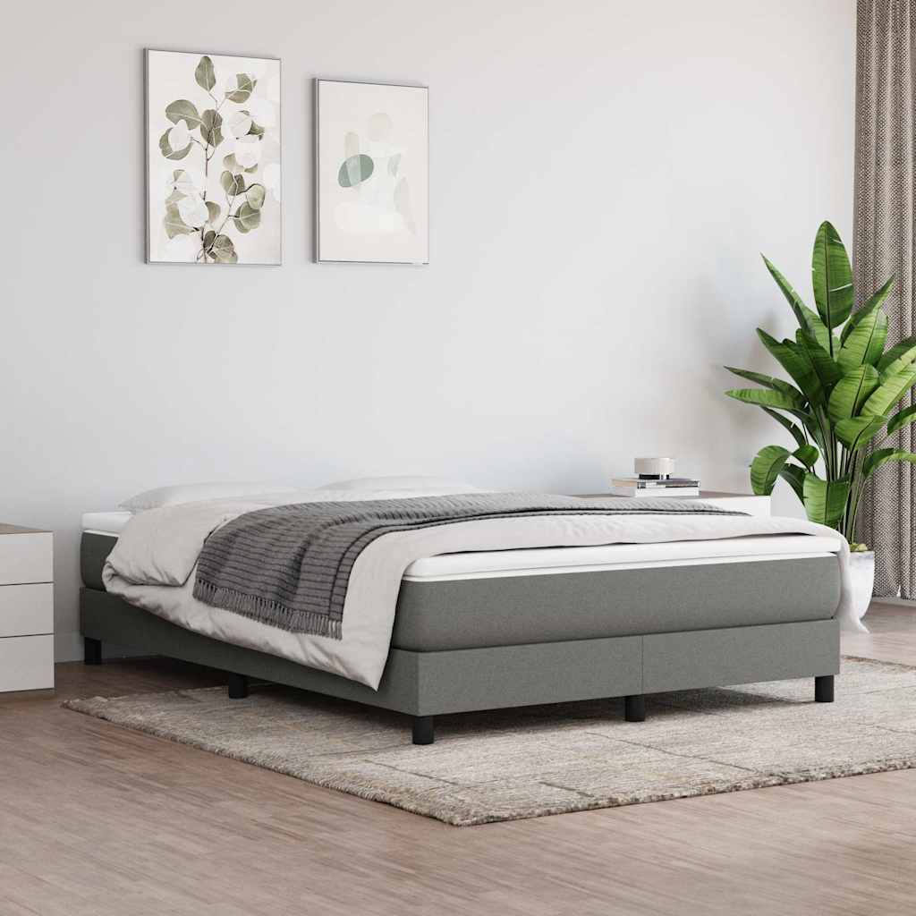 Box Spring Bed Frame Dark Grey Full Fabric