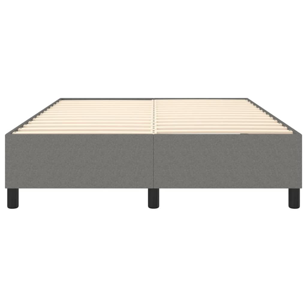 Box Spring Bed Frame Dark Grey Queen Fabric