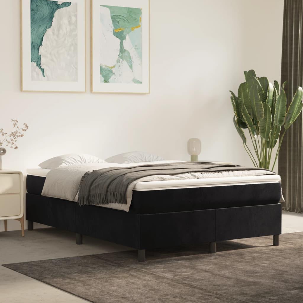Box Spring Bed Frame Black Double Velvet