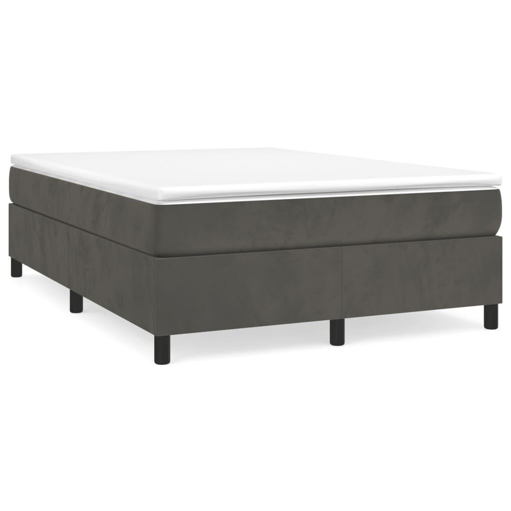 Box Spring Bed Frame Dark Grey Queen Velvet