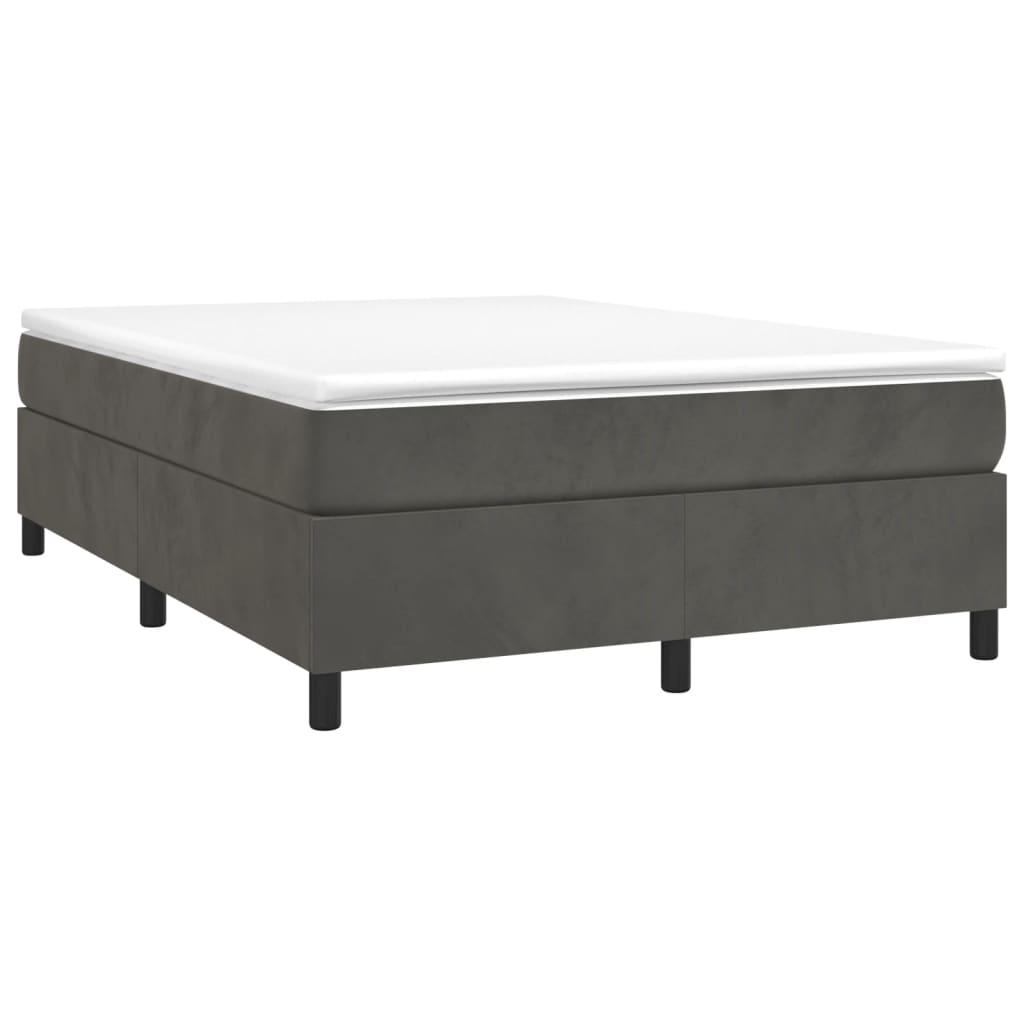 Box Spring Bed Frame Dark Grey Queen Velvet