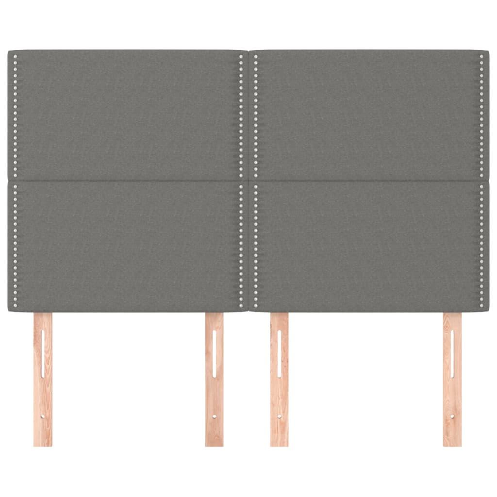 Headboard Dark Grey 144x5x118/128 cm Fabric