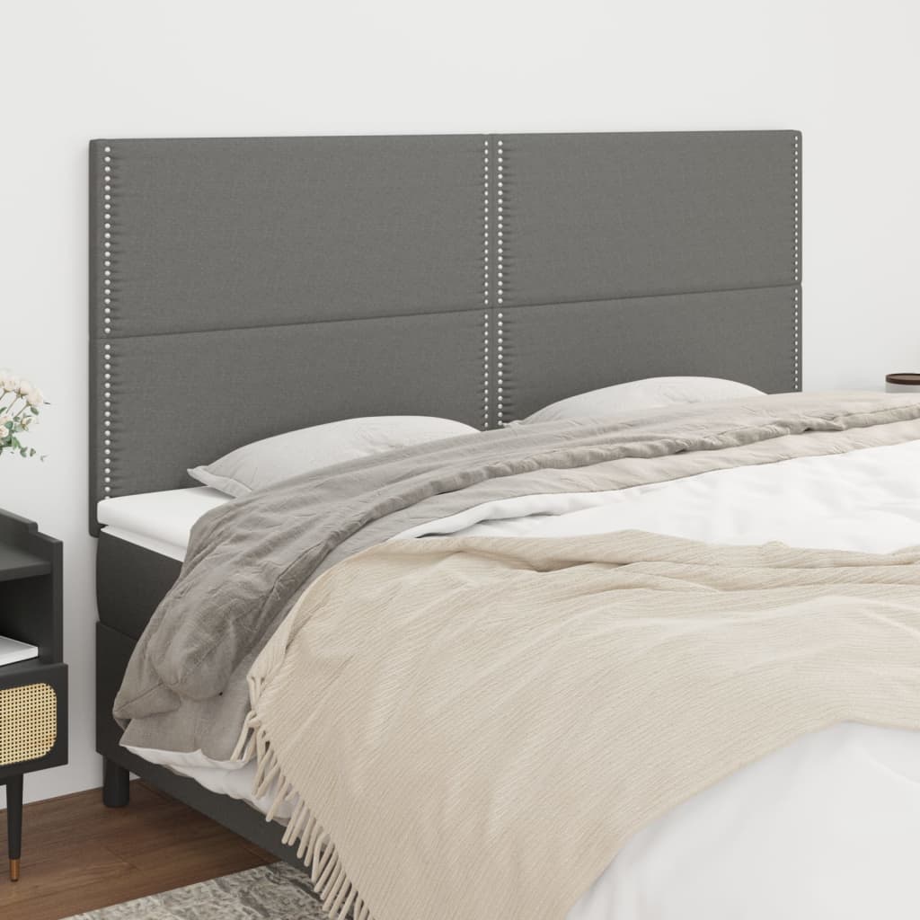 Headboard Dark Grey 160x5x118/128 cm Fabric