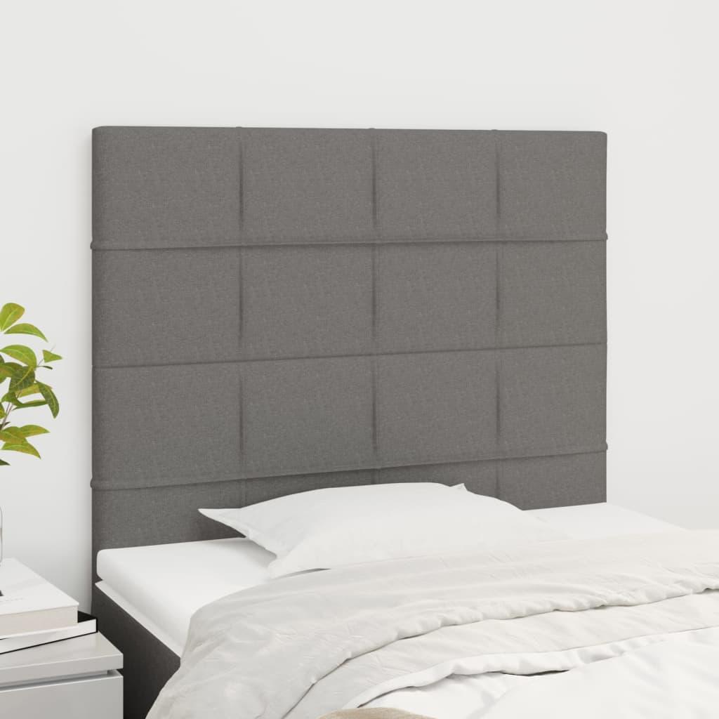 Headboard Dark Grey 80x5x118/128 cm Fabric