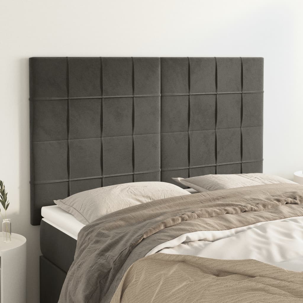 Headboard Dark Grey 144x5x118/128 cm Velvet
