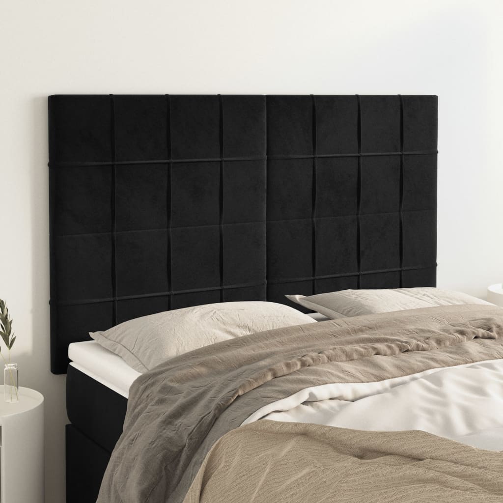 Headboard Black 144x5x118/128 cm Velvet