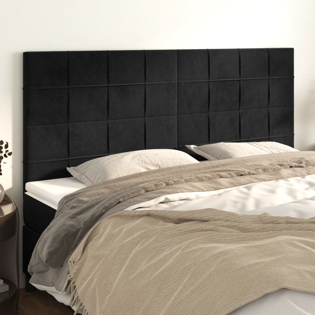 Headboard Black 160x5x118/128 cm Velvet