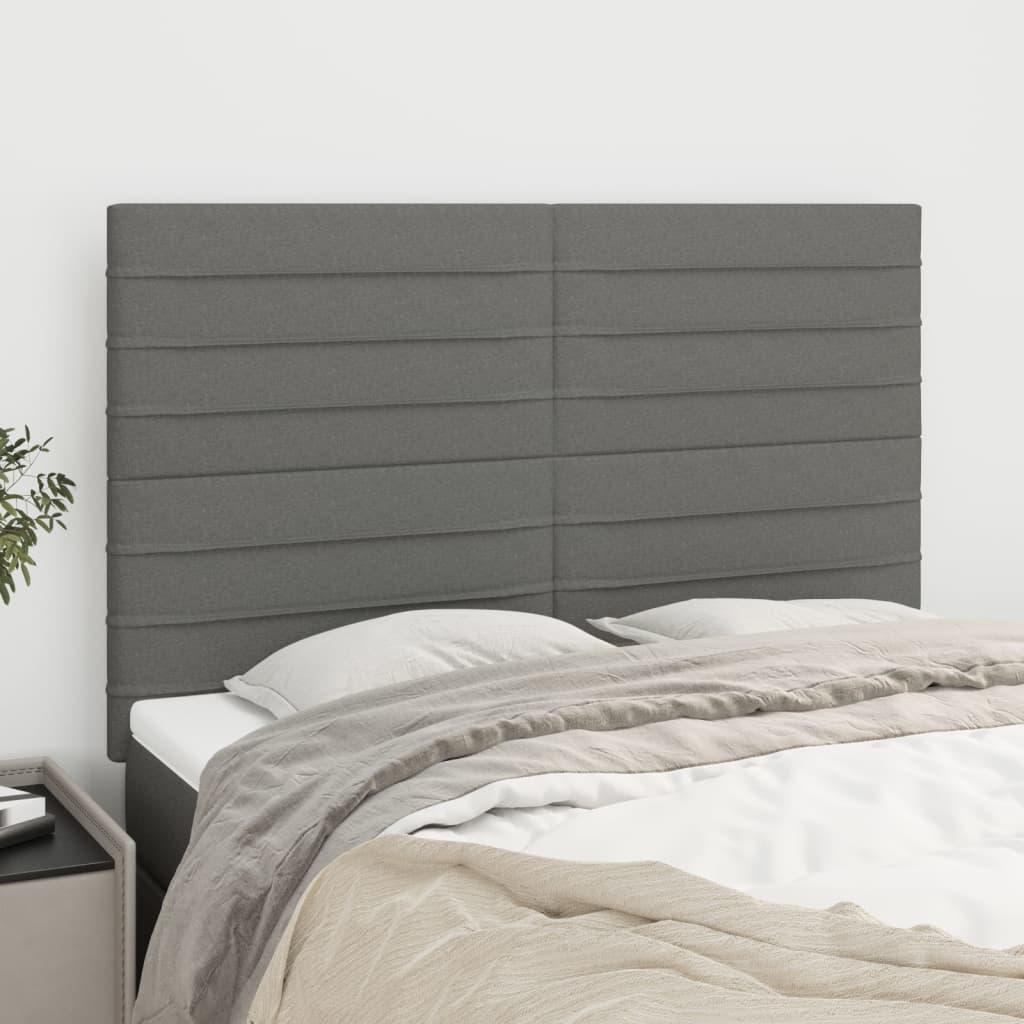 Headboard Dark Grey 144x5x118/128 cm Fabric