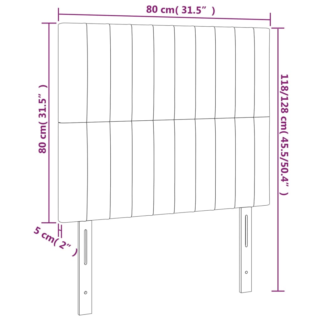 Headboards 2 pcs Dark Grey 80 cm Fabric