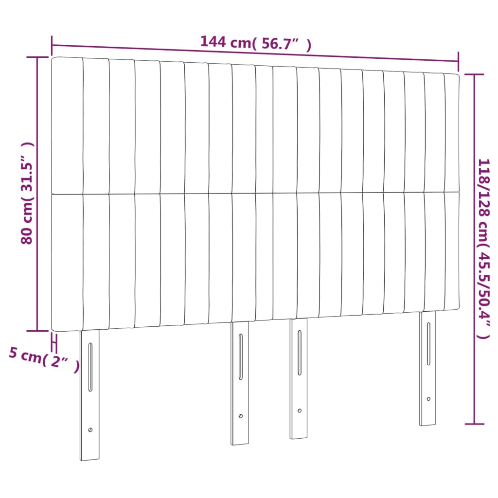 Headboard Dark Grey 144x5x118/128 cm Fabric