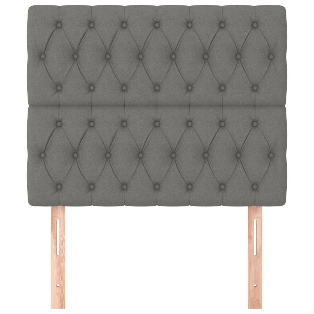 Headboard Dark Grey 100x7x118/128 cm Fabric