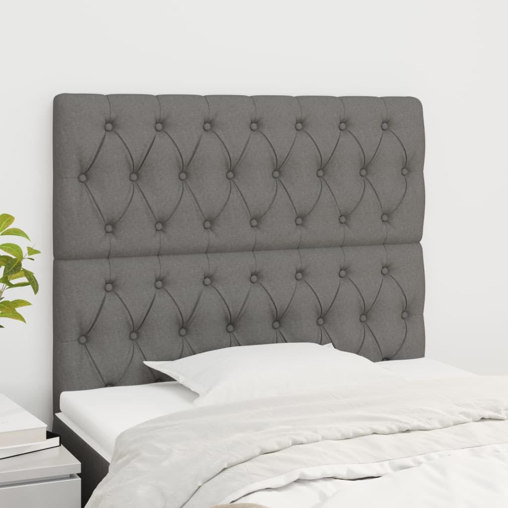 Headboard Dark Grey 100x7x118/128 cm Fabric