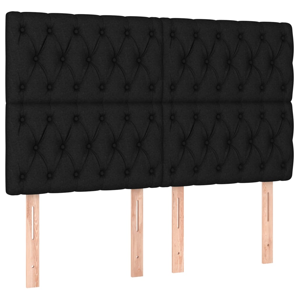 Headboard Black 144x7x118/128 cm Fabric