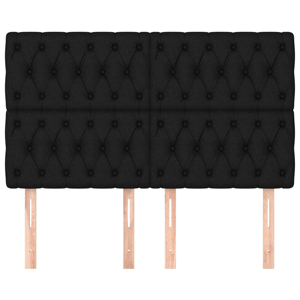 Headboard Black 144x7x118/128 cm Fabric