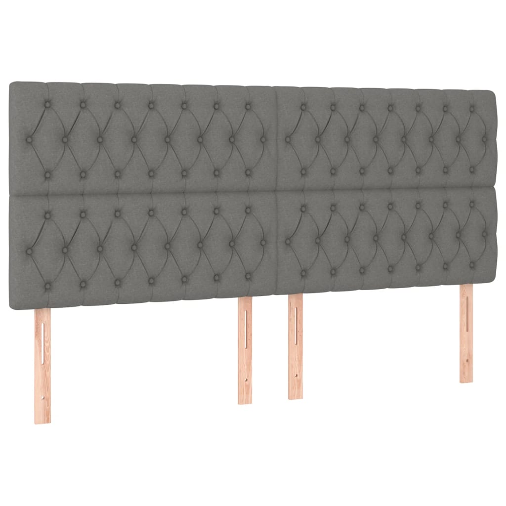Headboard Dark Grey 200x7x118/128 cm Fabric