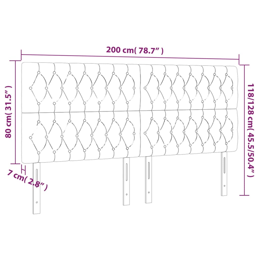 Headboard Dark Grey 200x7x118/128 cm Fabric