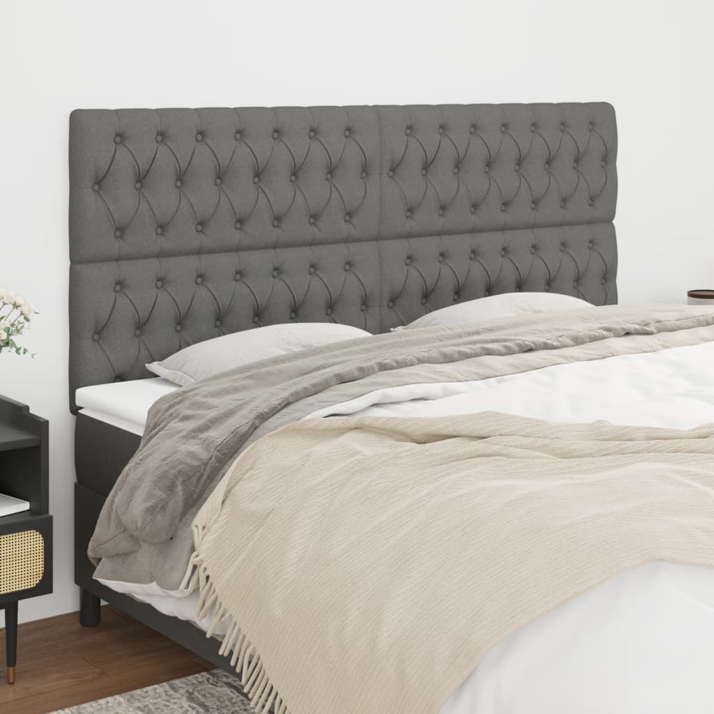 Headboard Dark Grey 200x7x118/128 cm Fabric