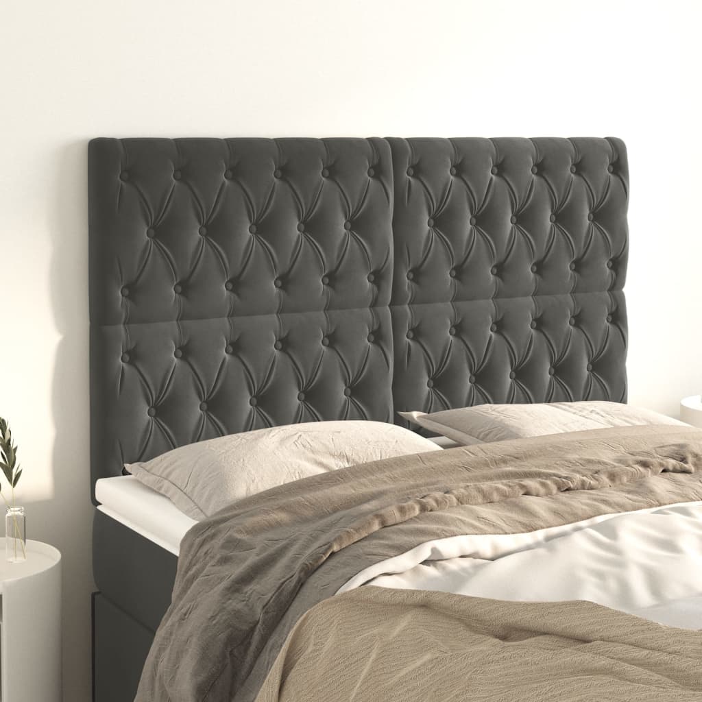 Headboard Dark Grey 144x7x118/128 cm Velvet
