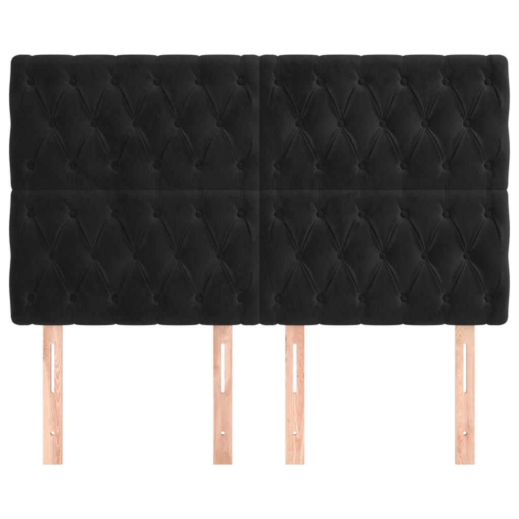 Headboard Black 144x7x118/128 cm Velvet
