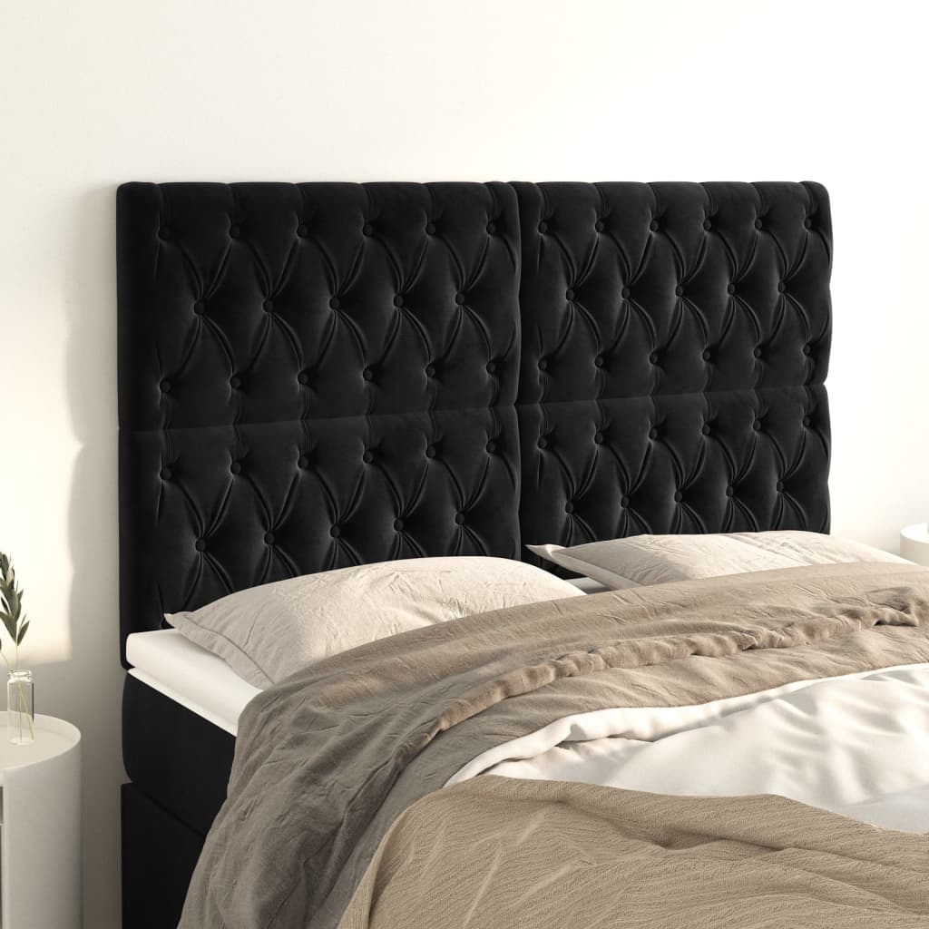 Headboard Black 144x7x118/128 cm Velvet