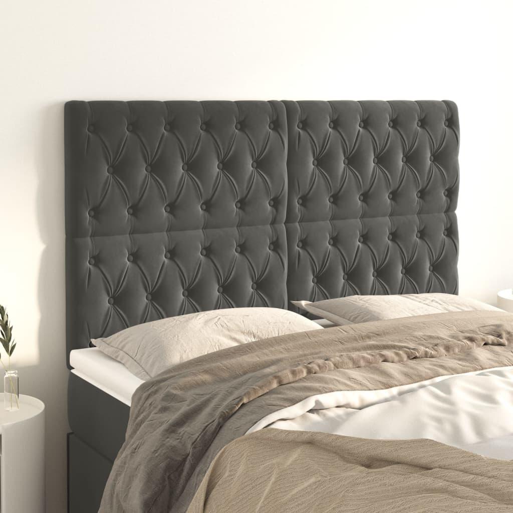 Headboard Dark Grey 160x7x118/128 cm Velvet