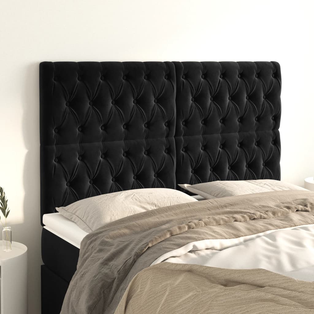 Headboard Black 160x7x118/128 cm Velvet