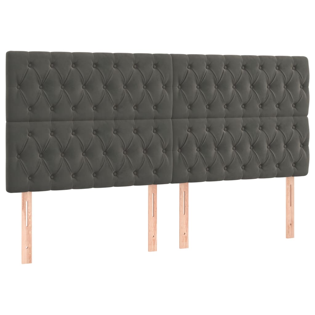 Headboard Dark Grey 200x7x118/128 cm Velvet