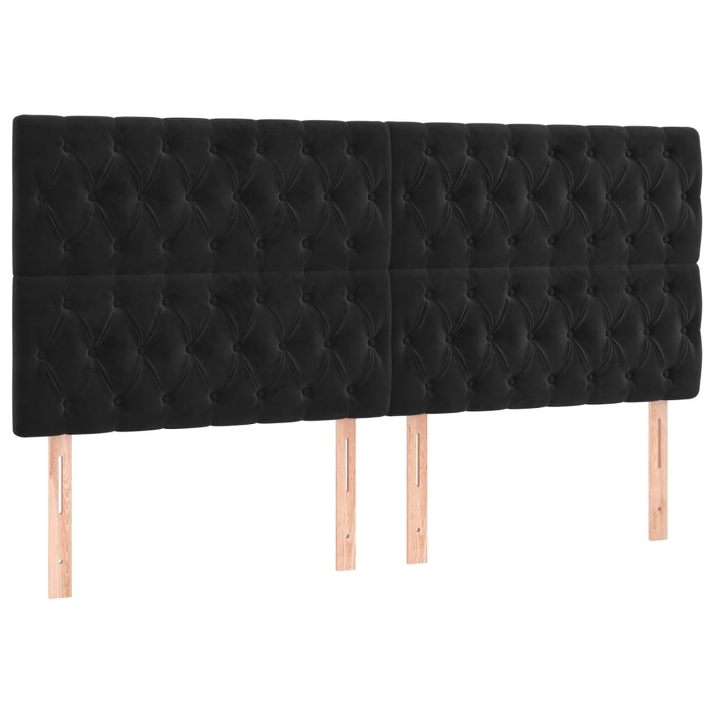 Headboard Black 200x7x118/128 cm Velvet
