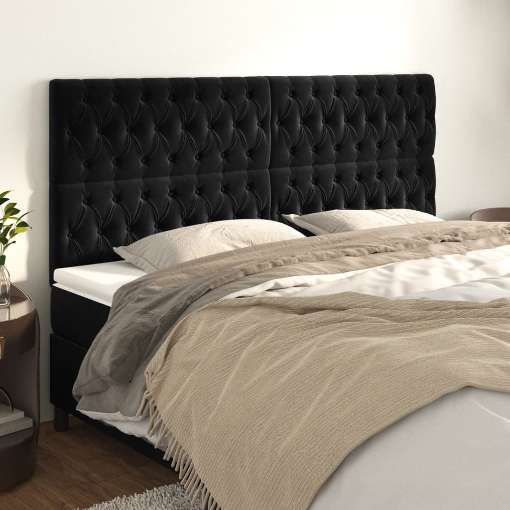 Headboard Black 200x7x118/128 cm Velvet